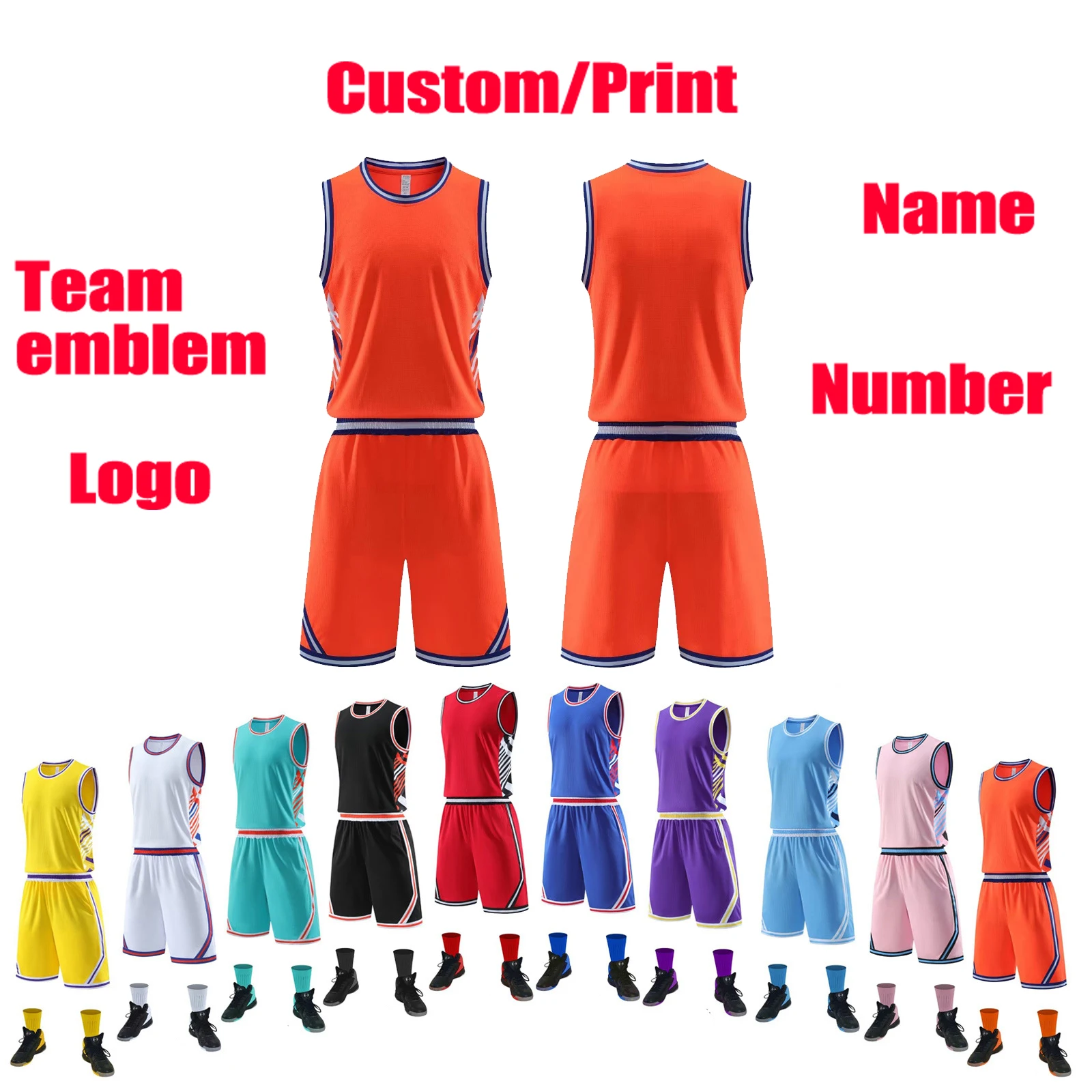Ensemble de maillot de basket-ball personnalisé pour adultes et enfants, combinaison d\'entraînement de basket-ball, logo imprimé, gilet de sport,