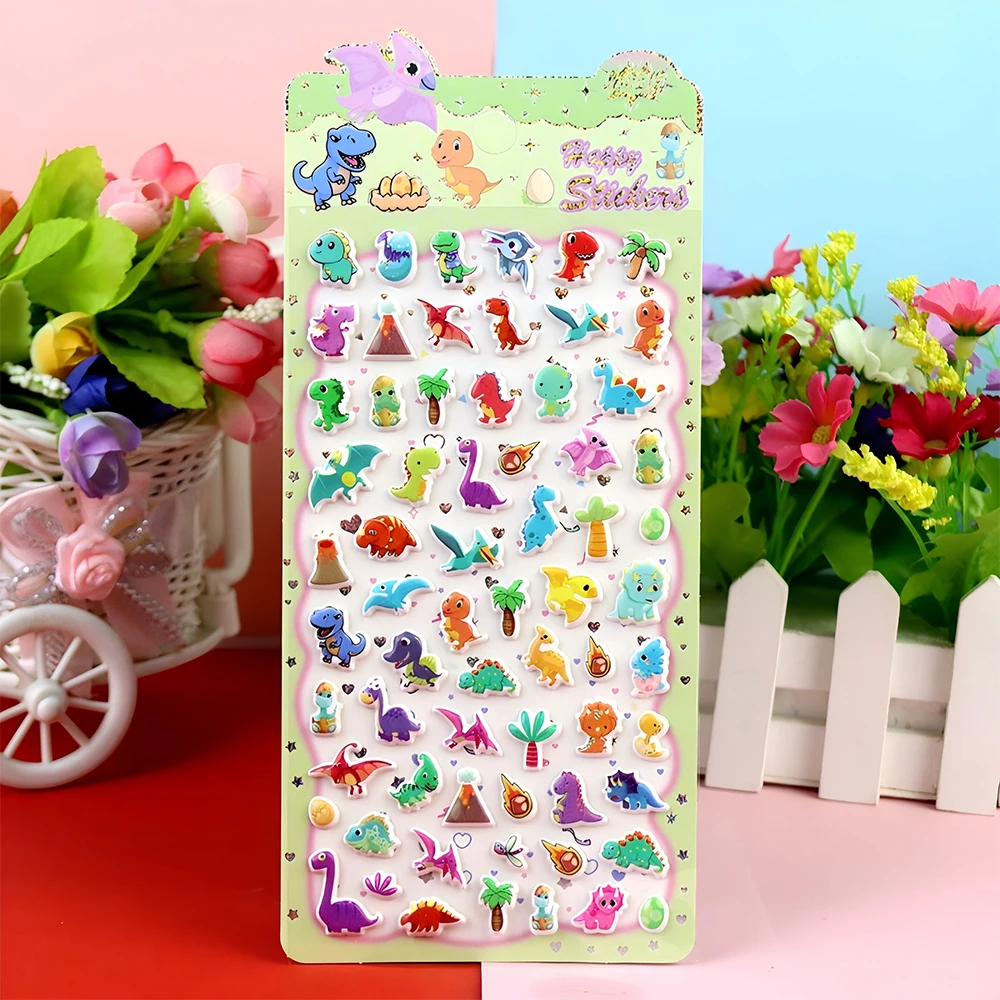 4 stücke Kawaii Tier Dinosaurier 3D Blase Aufkleber Graffiti Fahrrad Gepäck Schreibwaren Wasserdicht Nette Dekoration Puffy Aufkleber Geschenke