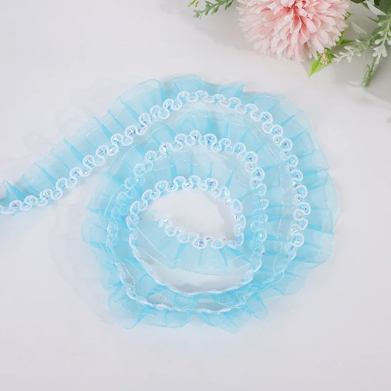 100 Yards 25MM Festoon DoubleTooth Flounce Ruffled Fold Snow Yarn Ribbon Hair Bows Lace DIY Crafts Handmade Accessories Material