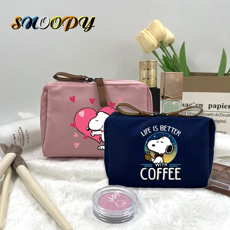 Snoopy Makeup Bag Cute Cartoon Anime Exquisite Travel Clutch Cosmetic HandBags Women Portable Mini Zipper Pouch Birthday Gift