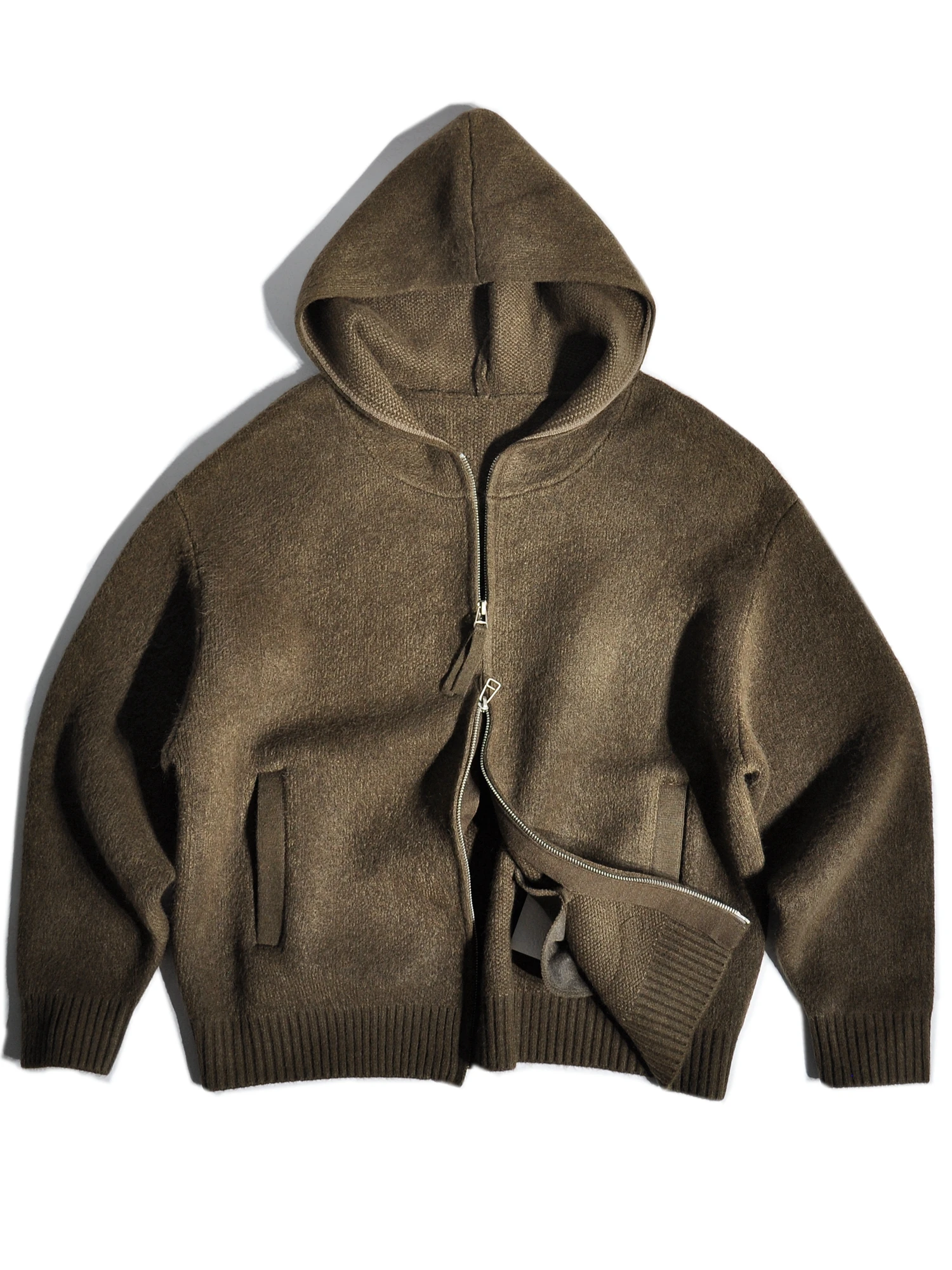 

Американский ретро-свитер в стиле High Street с капюшоном, вязаный, повседневный, свободного кроя, мужской, модный, из полиэстеровой смеси, зимнее пальто