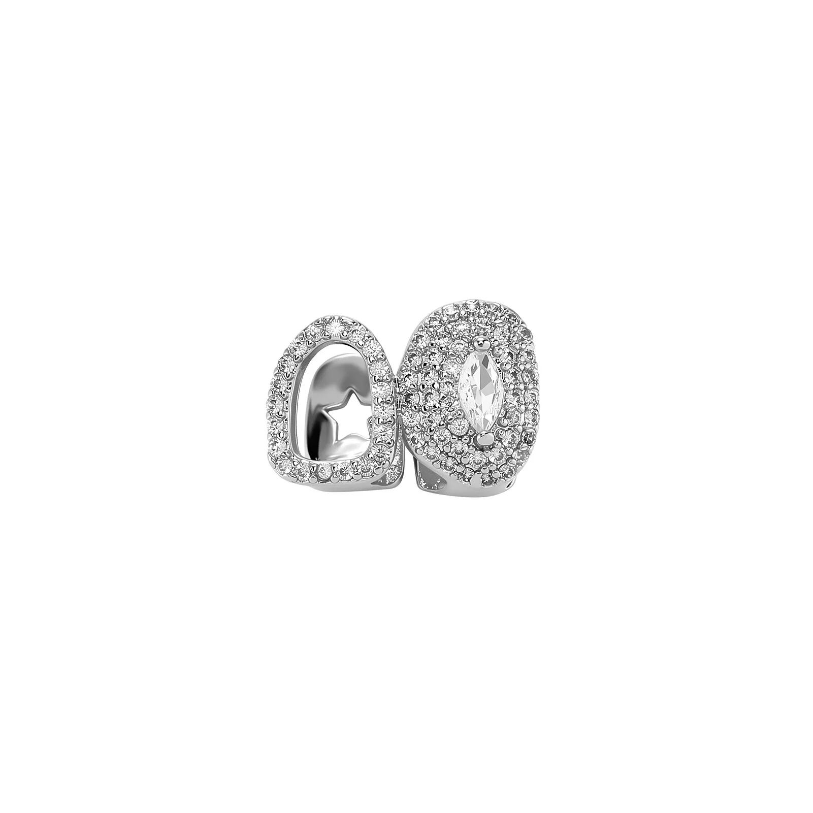 Wholesale Bling Marquise Tooth Cover Grillz Jewelry Gold Silver Tone Hollow Teeth Accessories Hip Hop Rap Fashion Mouth Decor