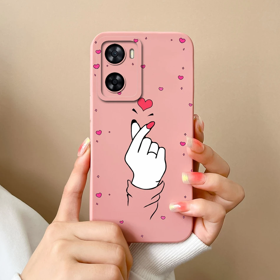 For Oppo A57 A57S A57E Phone Case For Oppo A 57 4G 5G Funda Love Heart Camera Protection Liquid Silicone Anti Drop Back Covers