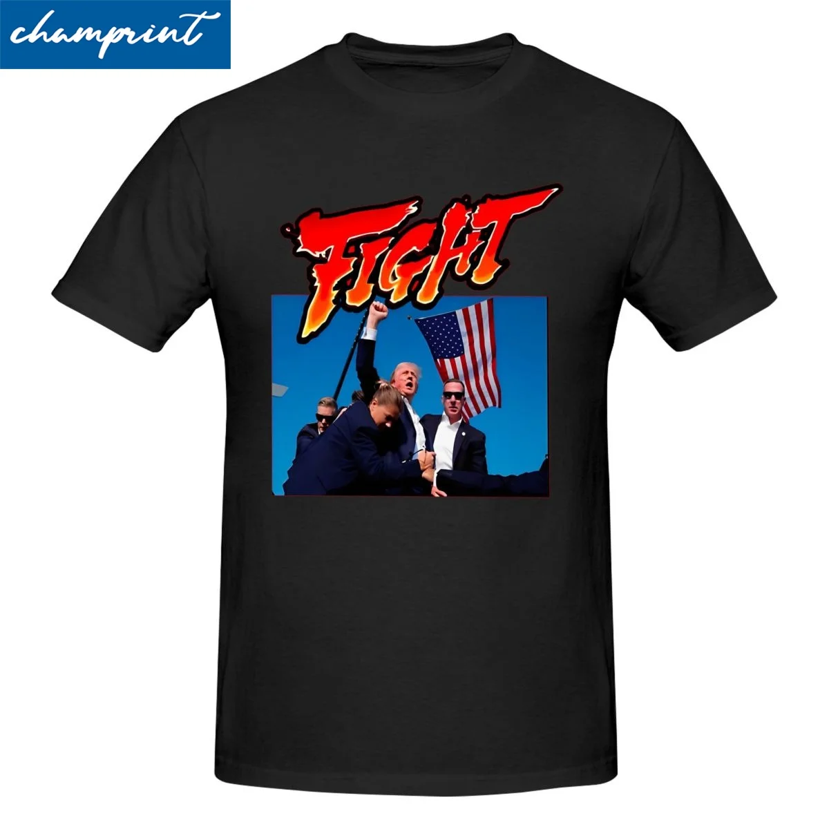 Novelty USA Fight Trump Shot Fight 2024 Tshirt Men O-neck Short Sleeve Tops Cotton Summer Clothes