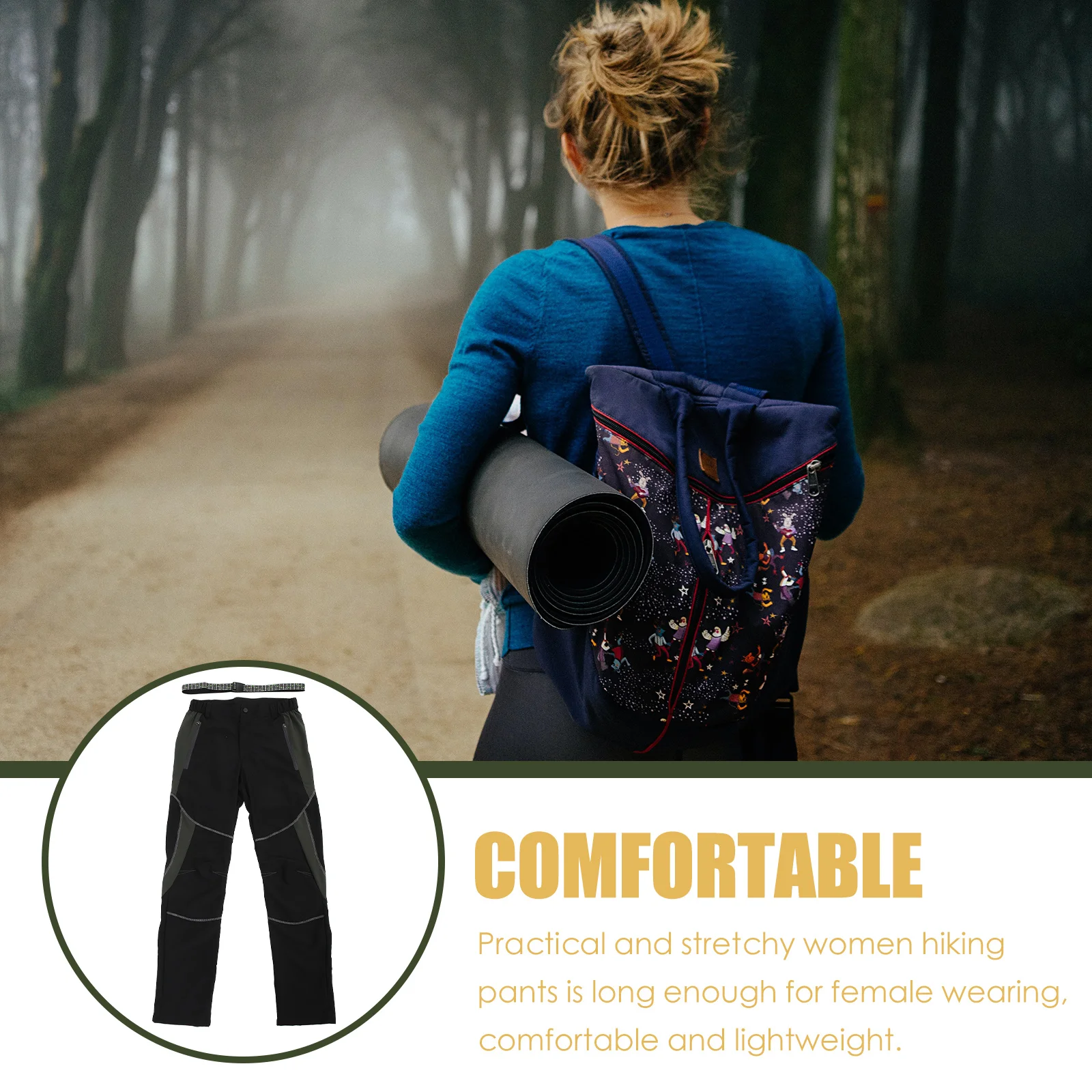 

Ultra-Thin Lightweight Stretchy Women Hiking Pants Comfortable Outdoor Travel Trousers Summer Black Long Female Wear-Resistant
