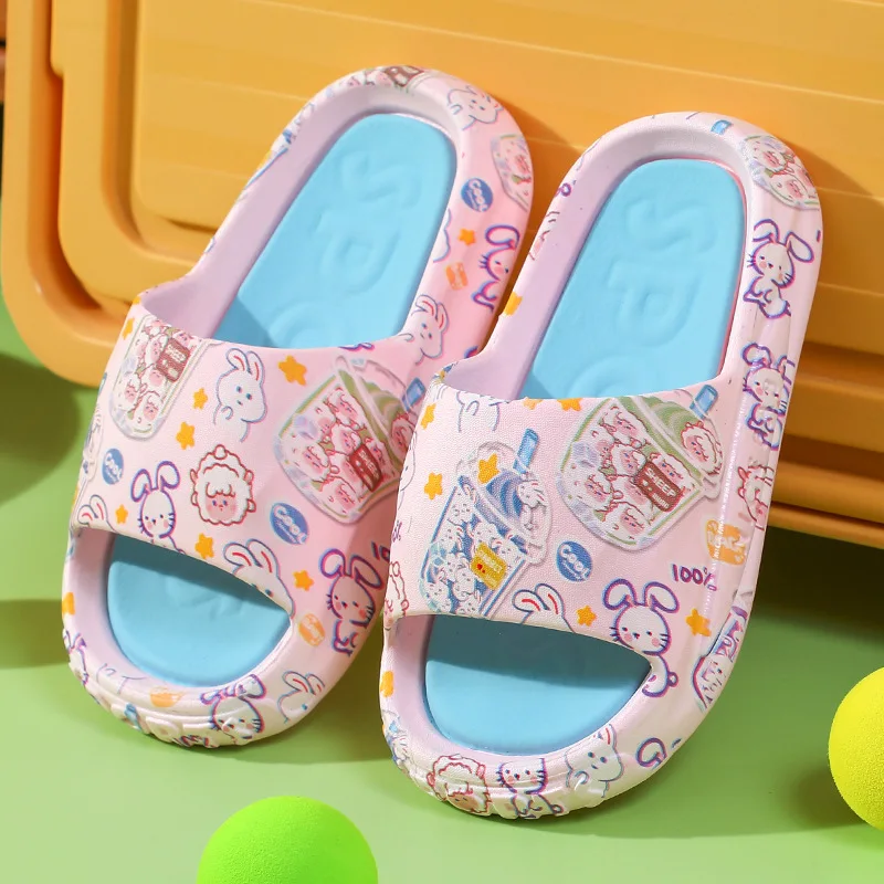 Children Boys Cartoon Slippers Soft Soled Non Slip PVC Indoor Bathroom Slippers Girls Lightweight External Wearing Slippers