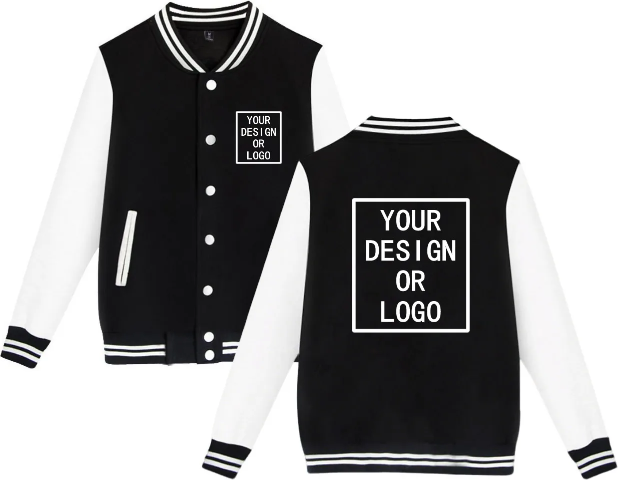 DIY Individuelles Marken-LOGO Damen Herren Casual Baseball Trikot Einfarbige Jacke Streetwear Persönliche Maßanfertigung Mantel