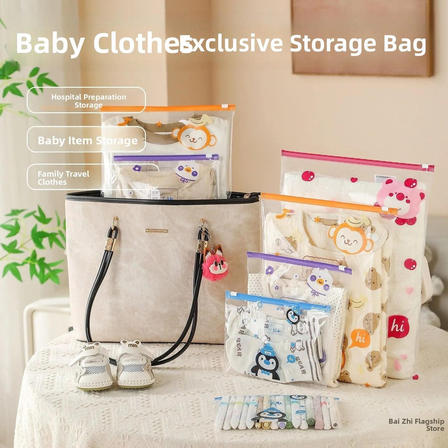 ベビー服収納バッグ旅行用密封ジッパーバッグ幼稚園用個別包装マタニティバッグファミリーオーガナイザーバッグ