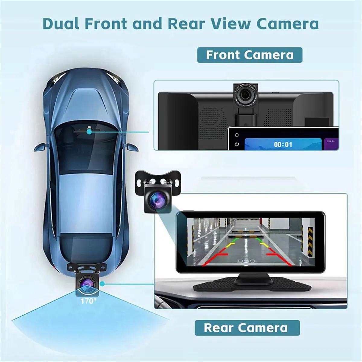 Super Sale 11.26Inch Dash Cam Wireless Carplay & Android Auto Car WiFi GPS Navigation Rear Camera Video Recorder