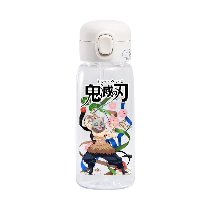 Vaso de agua transparente de plástico de 400ML/600ML de Demon Slayer, Kamado Nezuko, vaso con pajita para niños, Kamado Tanjirou, regalo de anime.