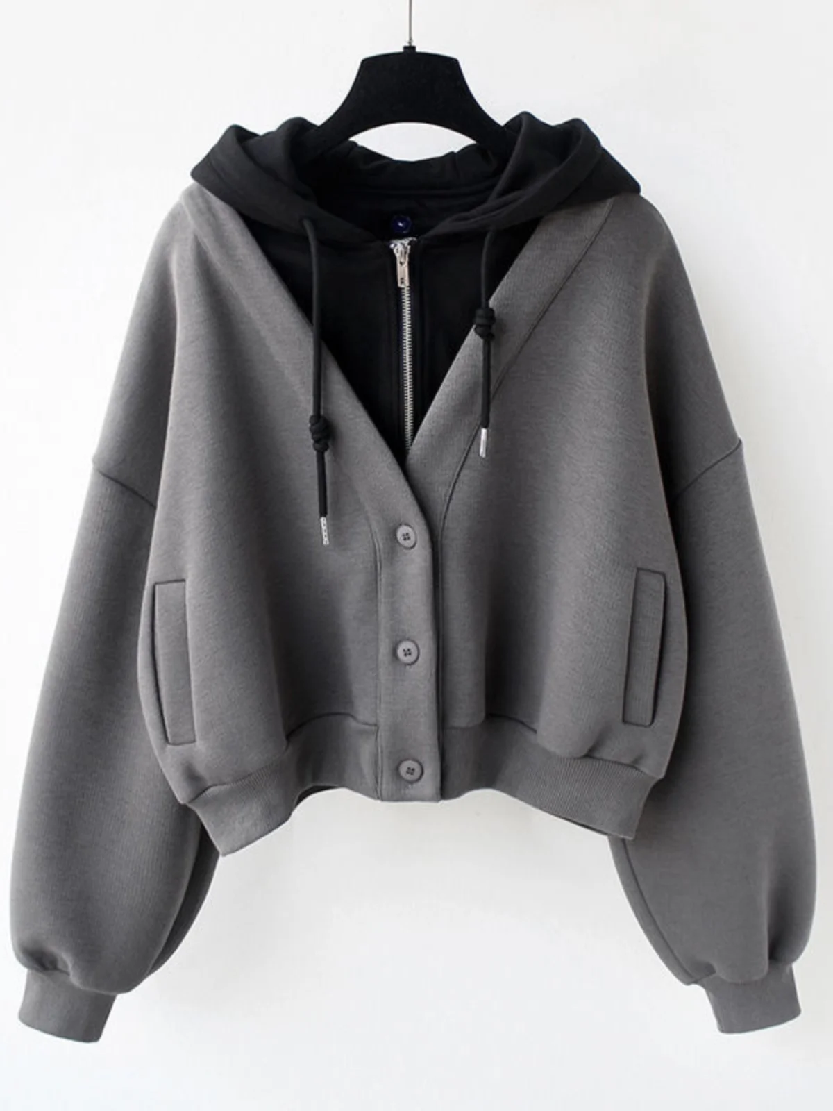 Brand Withdrawn Women's Spring Autumn Short Baseball Jacket Cardigan Two-Piece Set Pure Color Commute Style Long Sleeve Zipper