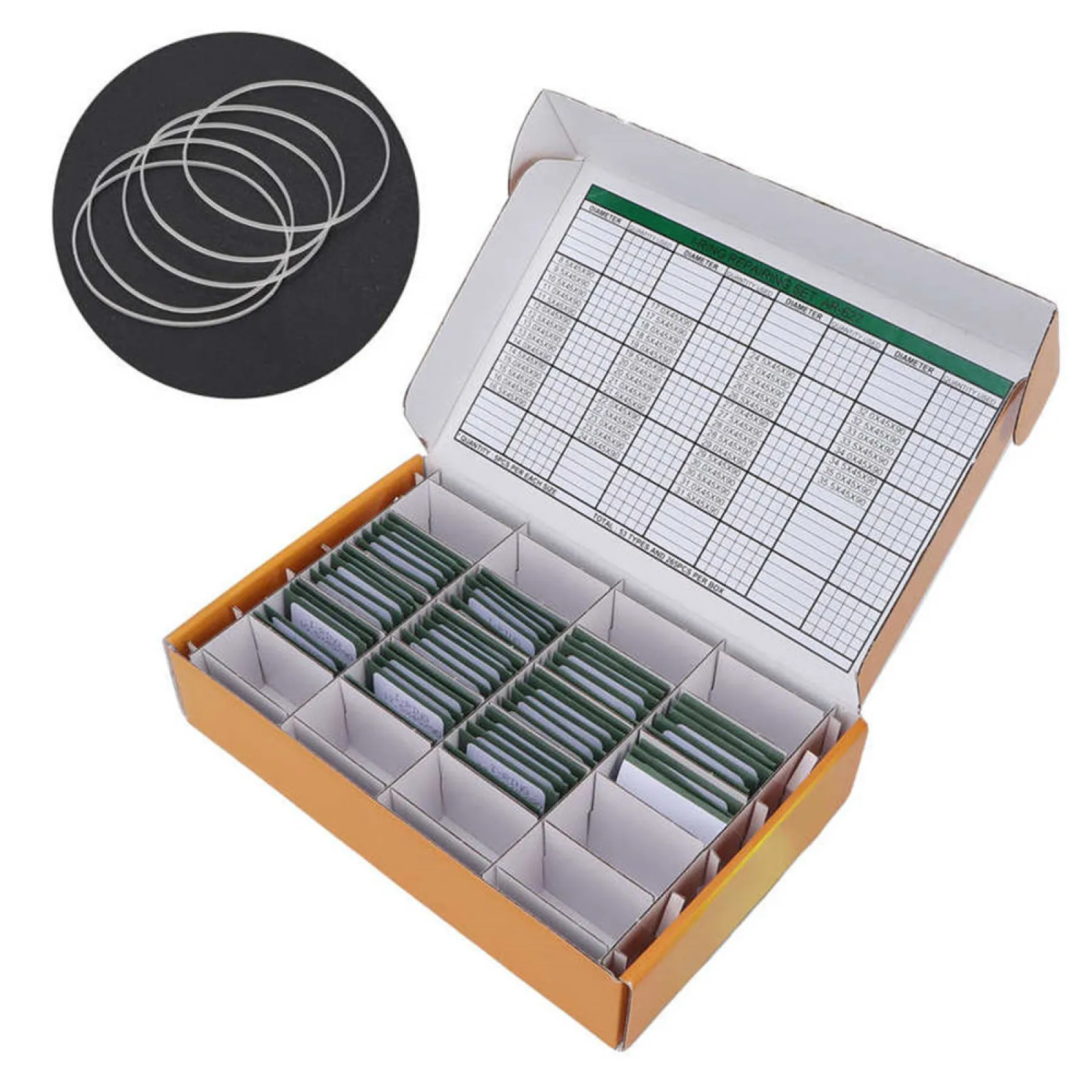 265pcs Waterproof Watch O Ring DIY Watch Case Back Gasket Washers Professional Watch Gasket Set for Watchmakers