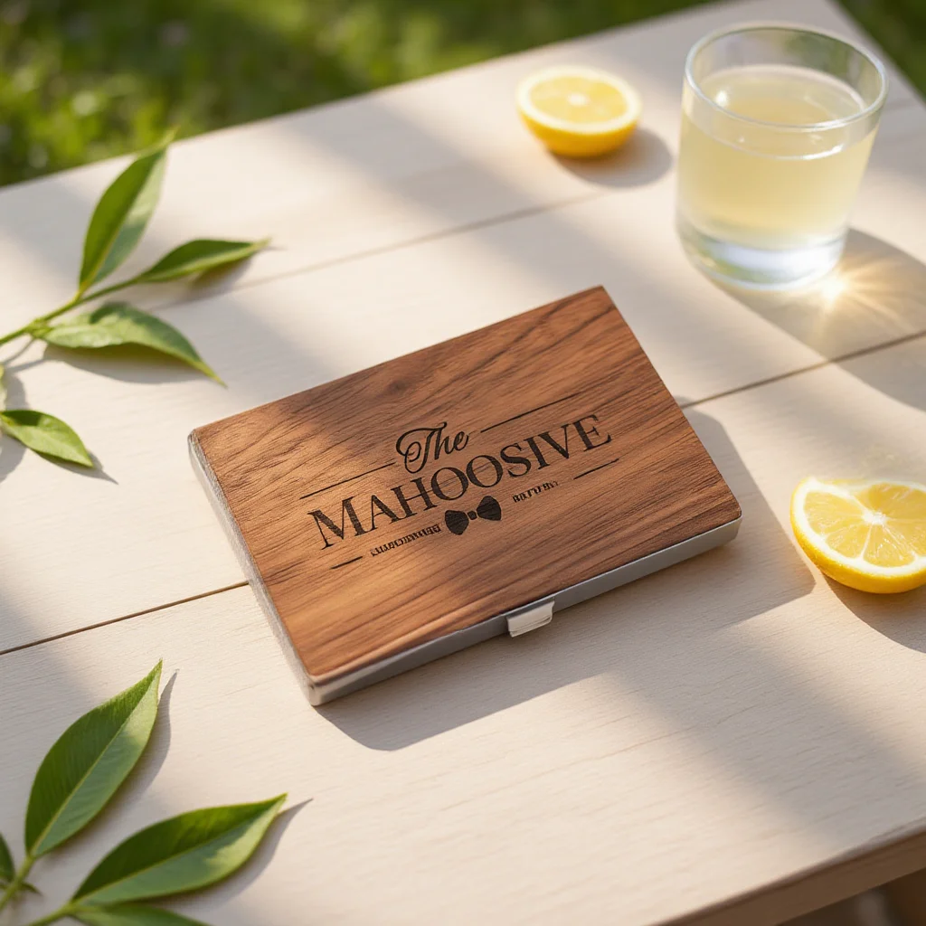 

Custom Wooden Business Card Holder for Gifts Personalized Engraved Metal Card Case Ideal for Office, Corporate and Holiday Gifts