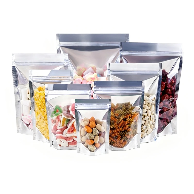 

100pcs aluminum-plated self-standing self-sealing bag Sealed bag Suitable for candy, dried fruit, scented tea packaging bag