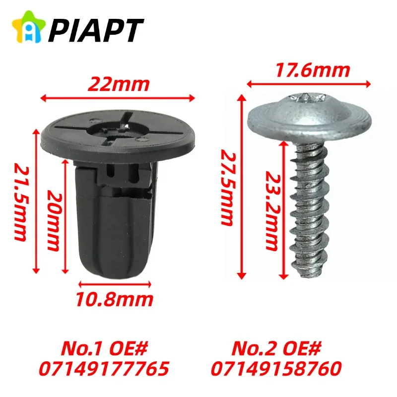 10pcs OE# 07149158760 07149177765 Fillister Head Door Interior Trim Panel Screw+Nut for BMW 5 Series 7 Series F01 F10 F11
