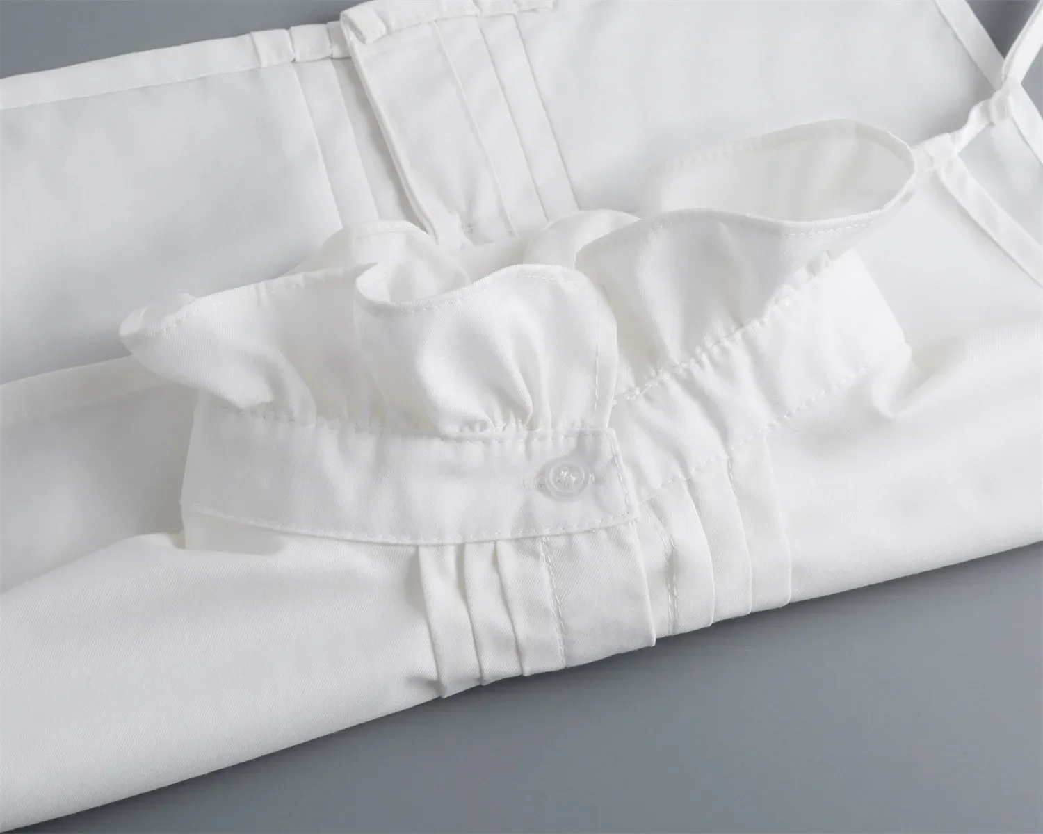 النساء الكشكشة الوقوف وهمية طوق نصف قميص الدانتيل انفصال الياقات الرقبة الديكور الإناث بلوزة بلايز طوق كاذبة #4