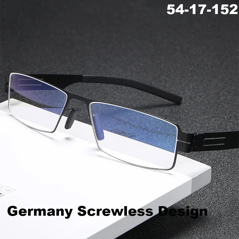 Germany Screwless Square Mens Glasses Frame Brand Design 1134 Stainless Steel Eyeglasses Business Style Optic Prescription Gafas