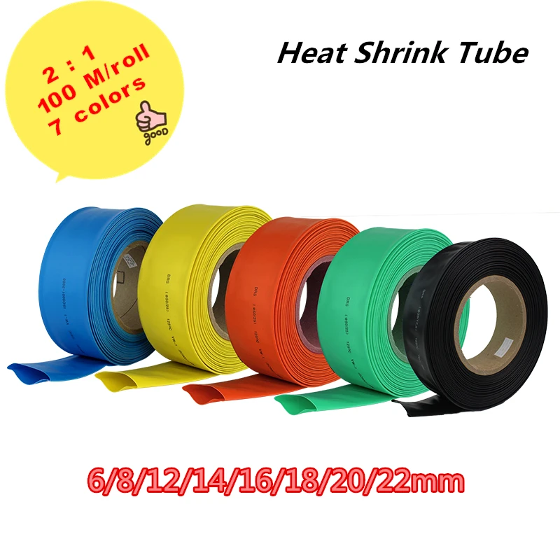 100M/Roll  Heat shrink tube 2:1kit Insulation Sleeving termoretractil Polyolefin Shrinking Assorted Heat  Tubing Wire Cable