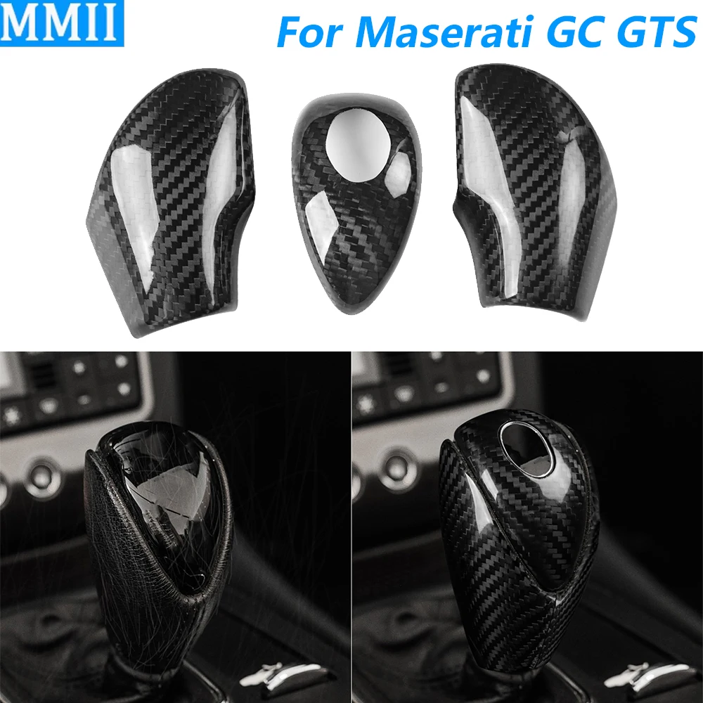 For Maserati GranCabrio GC GranTurismo GTS 2008-2019 Real Dry Carbon Fiber Gear Shift Knob Cover Panel Trim Set Car Accessories