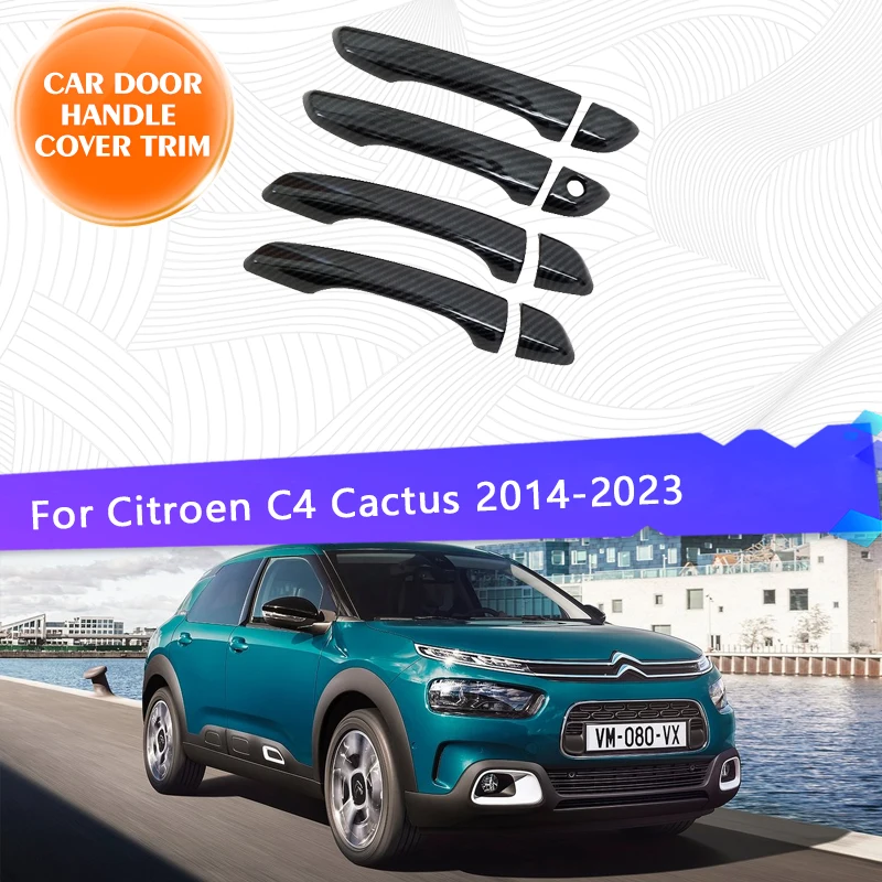 For Citroën C4 Cactus 2014~2023 Chrome Car Door Handle Cover Trim Waterproof Handle Protector Cover Chromium Styling Accessories