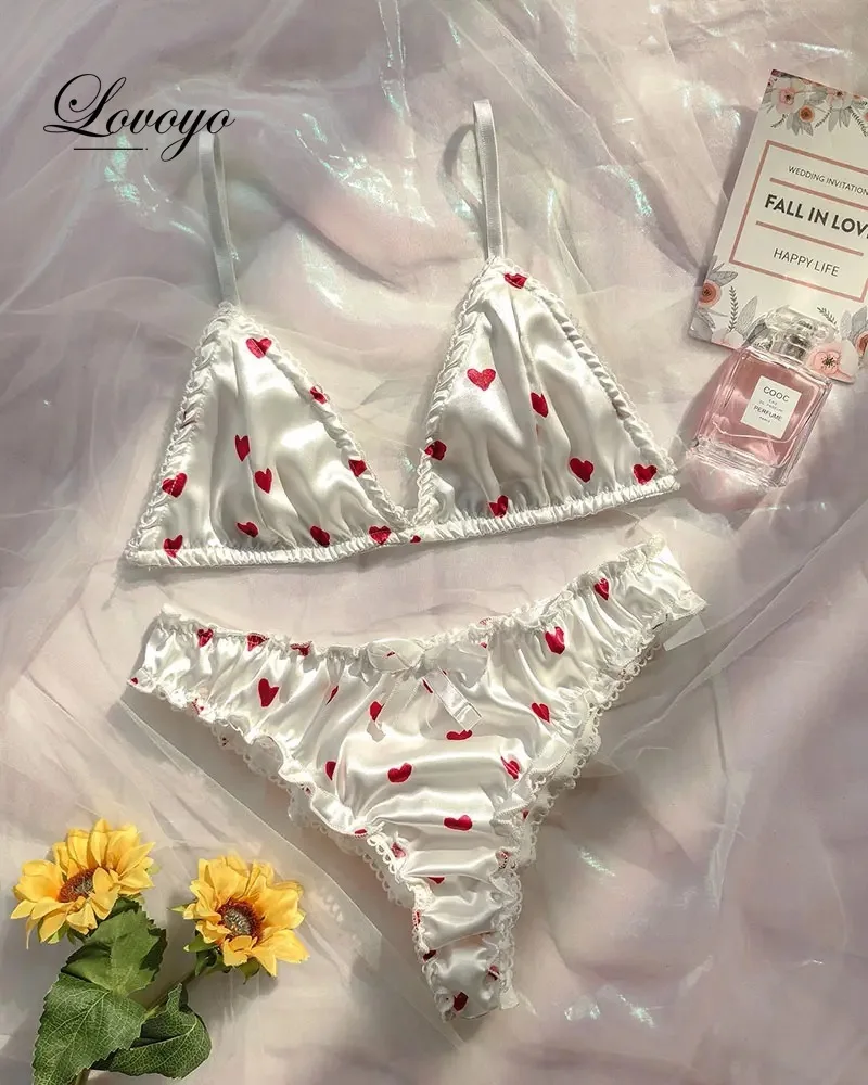 Women\'s Erotic Lingerie Suit Bowknot Sexy Wire Free Lingerie Underwear Two Piece Female White Set