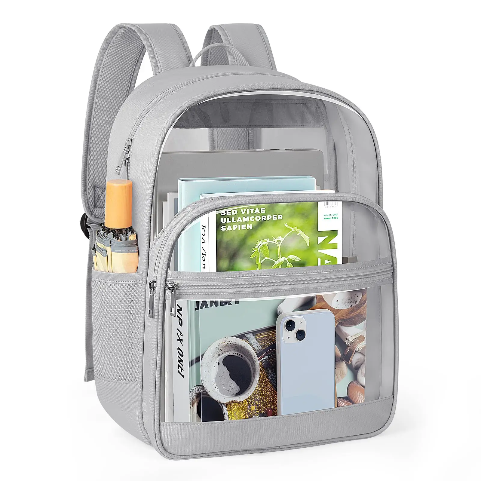 

Прозрачный рюкзак, прозрачный рюкзак из ткани и ПВХ с усиленным ремешком для женщин и мужчин, вместительная прозрачная сумка для колледжа, путешествий