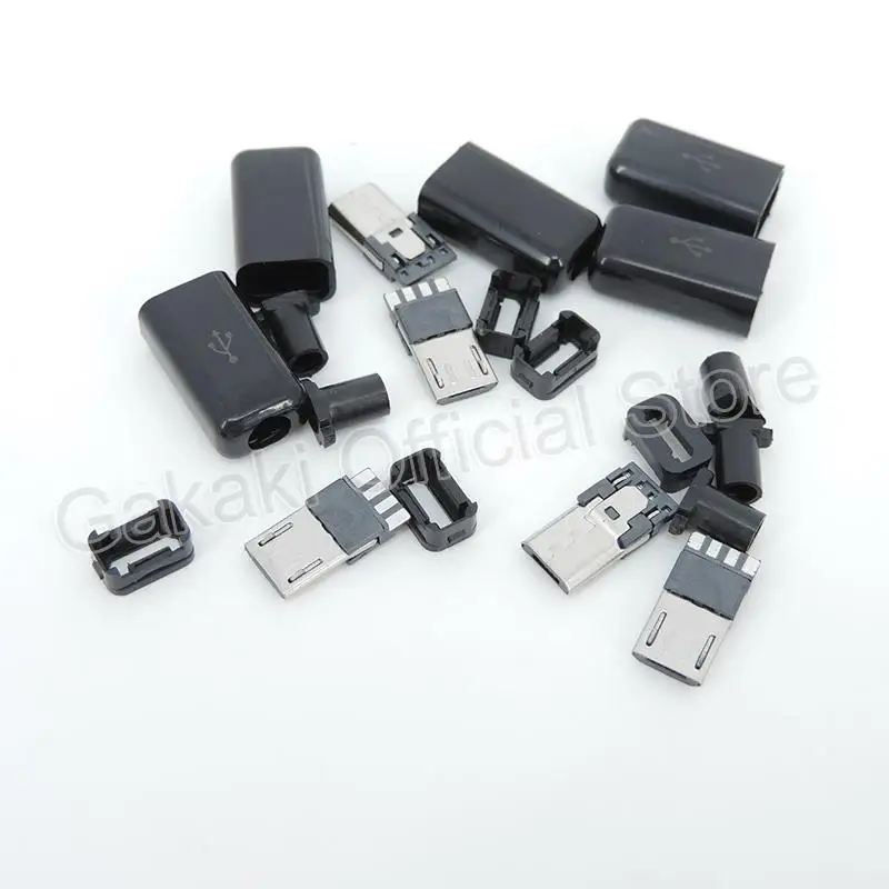 5pcs Micro USB 5PIN Welding Type Male Plug Connectors Charger 5P USB Tail Charging Socket 4 in 1