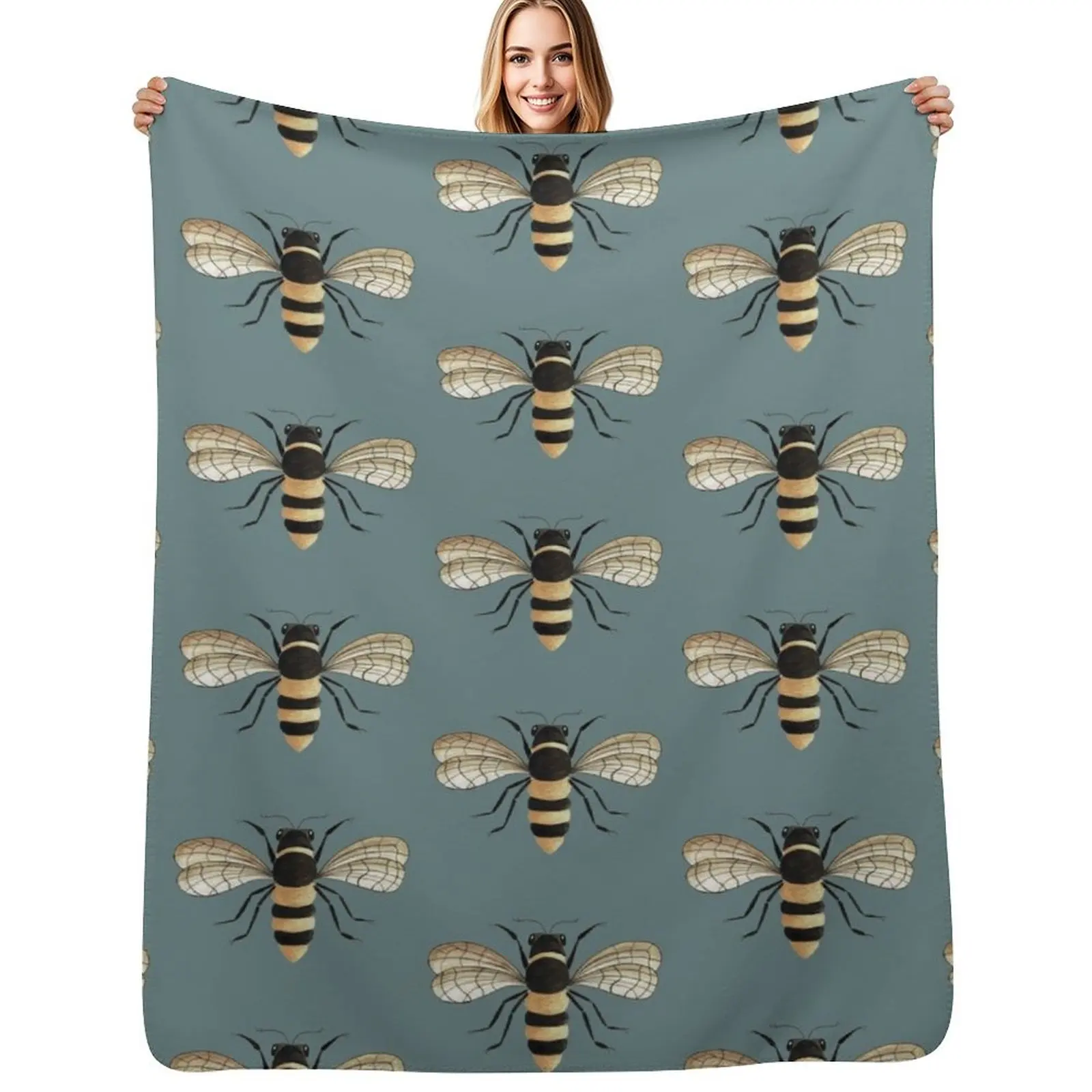 Gold Bee Throw Blanket Breathable Lightweight Blanket for Adults Kids
