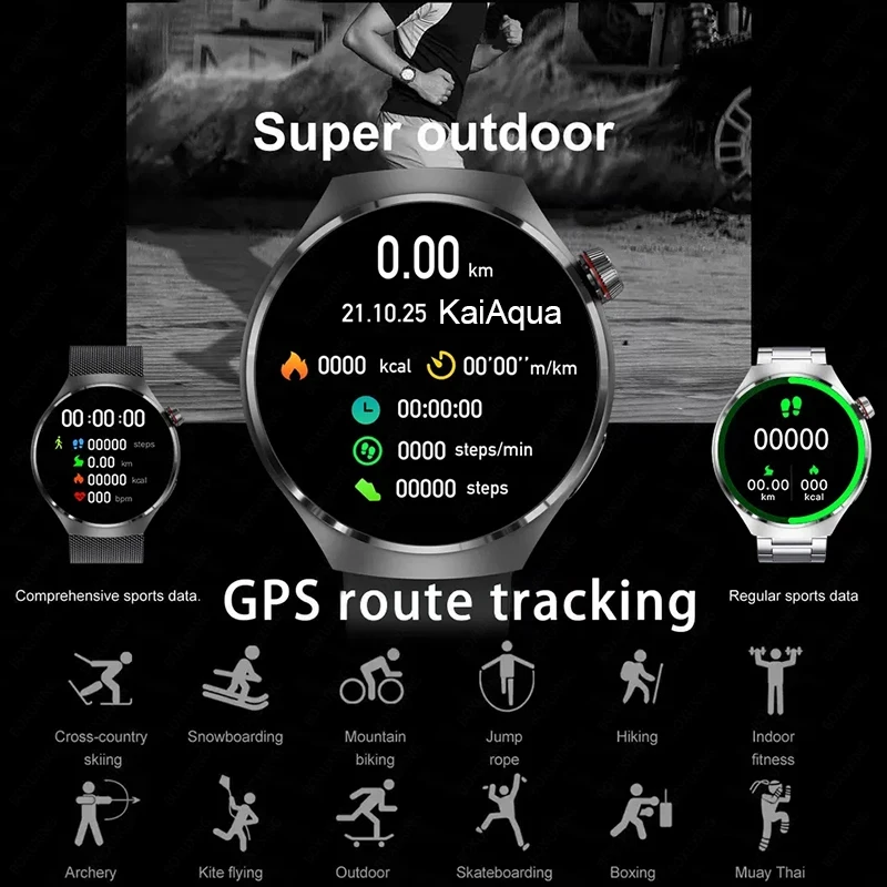 ترقية ساعة ذكية للرجال GPS خريطة MP3/MP4 لاعب ساعة 4 برو بلوتوث دعوة الرياضة كشف الصحة البوصلة موضة ساعة ذكية