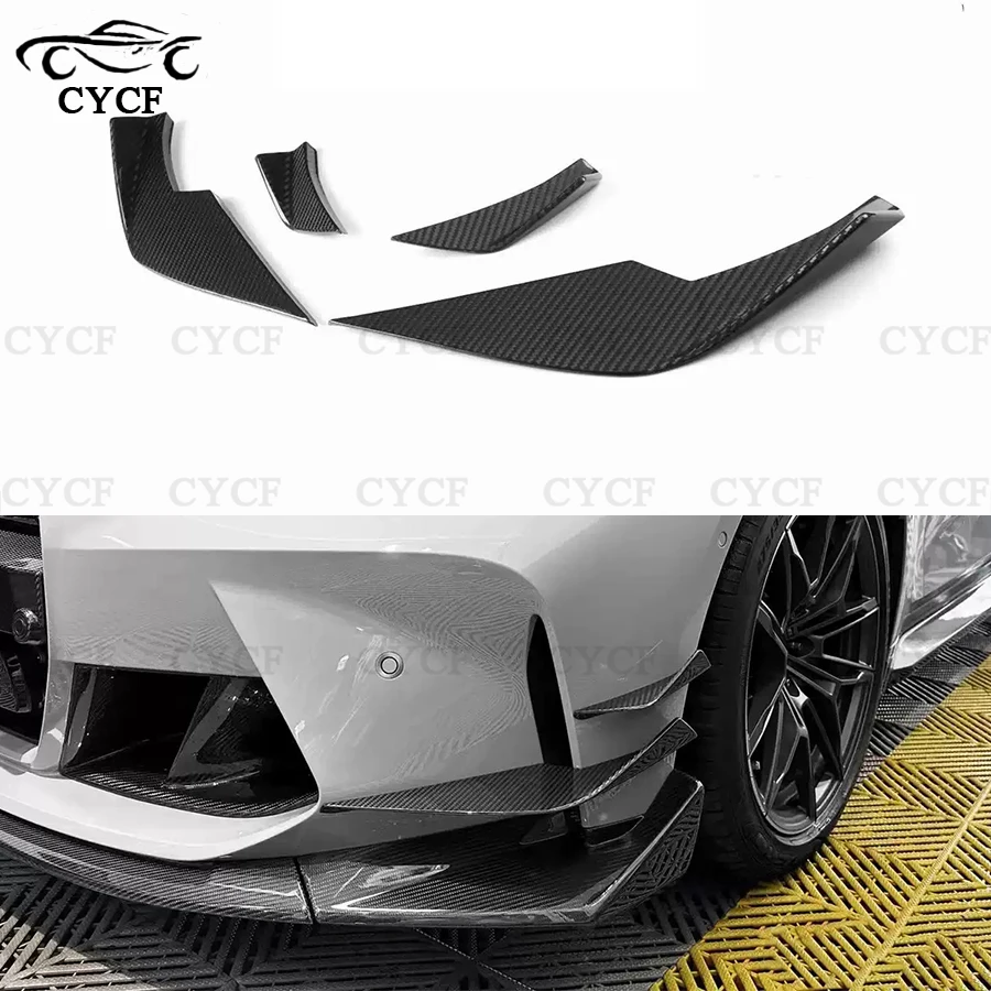 4pcs/set Carbon Fiber For BMW G80 M3 G82 G83 M4 2021+ VS Style  Front Bumper Canards Splitters Spoiler Bodykit Side Fin Flaps