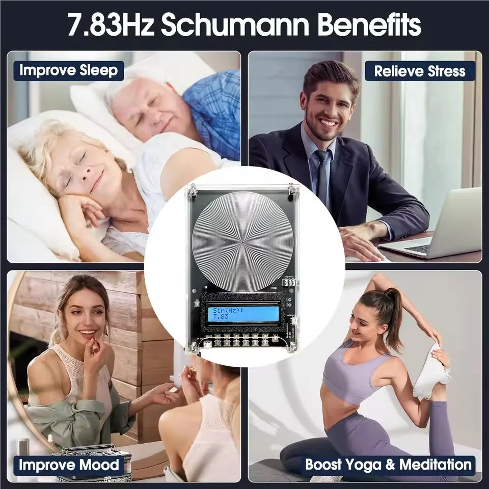 مولد رنين موجات شومان 7.83 هرتز مرنان صوت نبضي بتردد منخفض للغاية مع علبة أكريليك 0.01 ~ 100000 هرتز قابل للتعديل