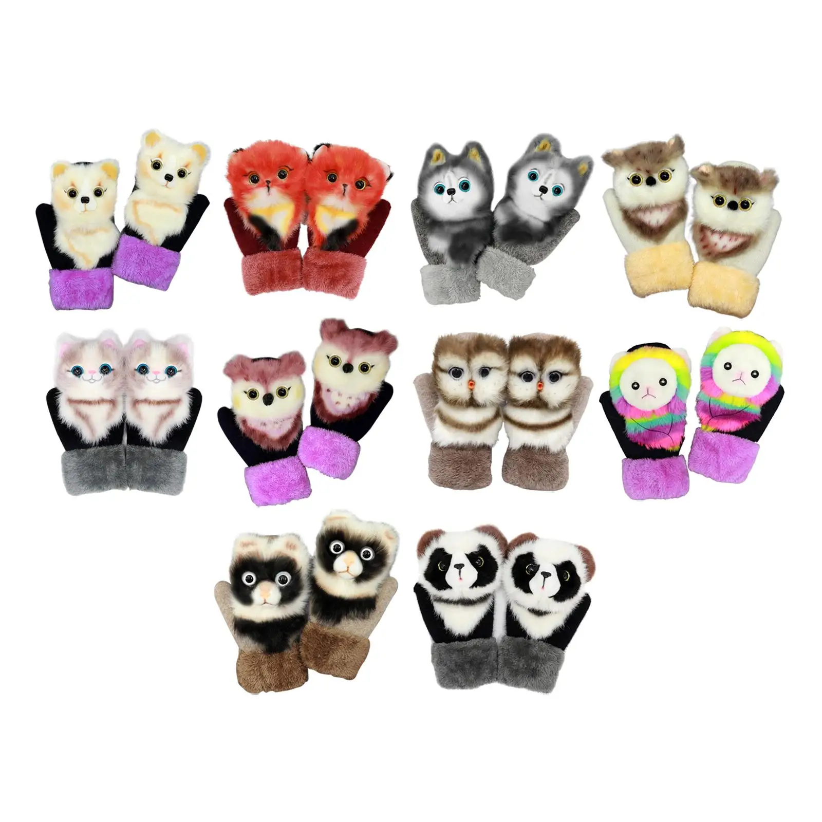 Women Winter Gloves Breathable Novelty Cover Animal Cotton for Running Dad