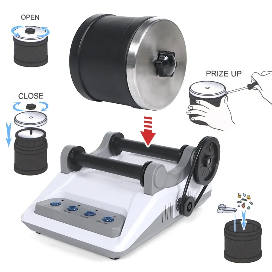 Kit de vaso de roca de 220V para niños y adultos, juguete eléctrico de bricolaje con arena pulidora de piedras preciosas rugosas