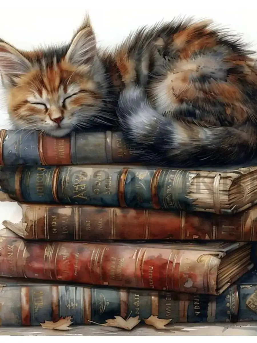 1 Stück 40X40CM/15,74 Zoll Die Katze im Buch Kreuzstich-Set DIY-Set 11CT/14CT Wanddekoration Öko-Baumwollfaden als Geschenk – Detail 1