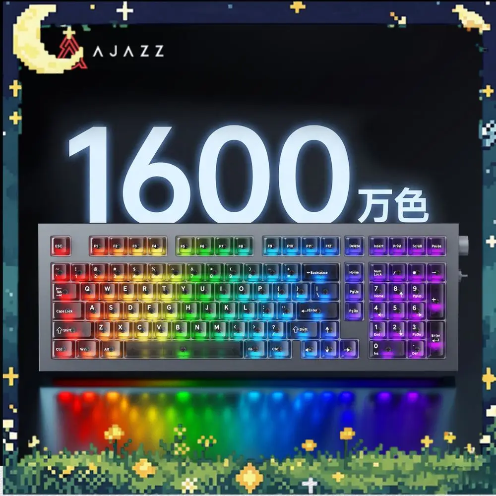 Teclado mecânico AJAZZ SK98, 3 modos, sem fio, caixa em alumínio CNC, retroiluminação RGB, 98 teclas, bateria de longa duração de 8000 mAh, teclado pa