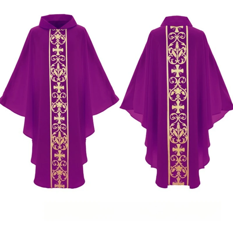 Medieval Priest Religious Robe Cosplay Costume Costume Robe Church Chasuble Priest Prayer uniform Vintage Baggy Robe Gown Cape