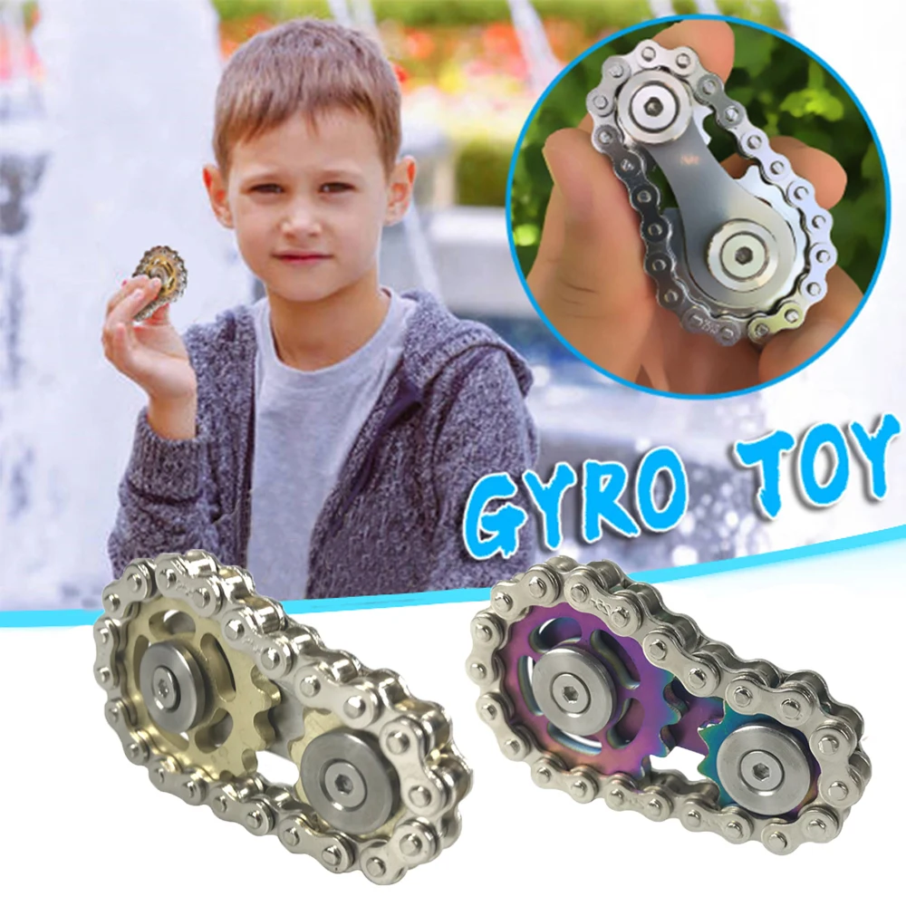 Sprockets Flywheel Fingertip Gyro Sprockets Chains EDC Metal Toy Gear Chain Gyro Drop Ship Sproket Roadbike Spinner