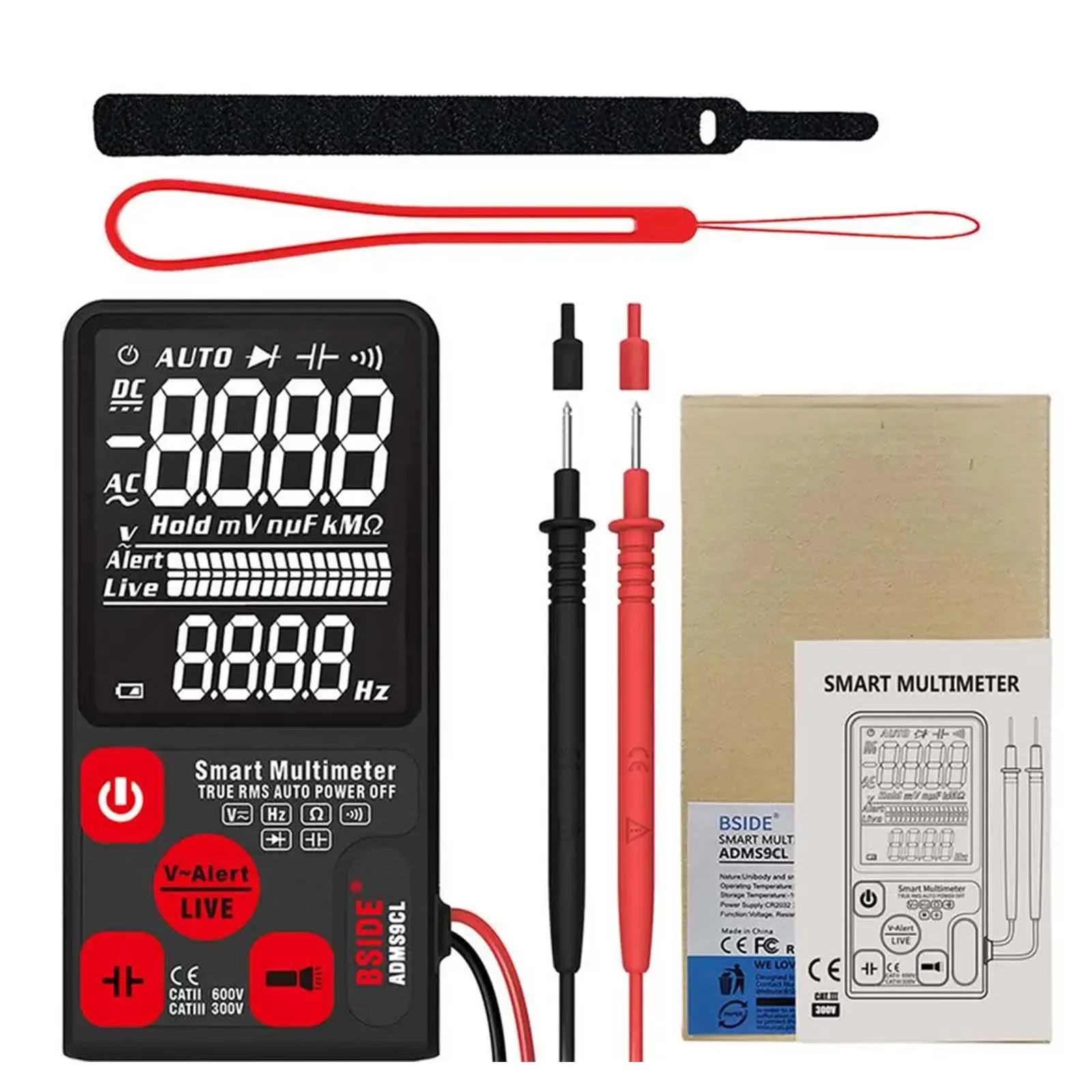 

Auto Ranging Digital Multimeter, 9999 Counts LCD Multimeter with Amp, Volt, Ohm, Diode and Resistance Tester, ADMS9CL