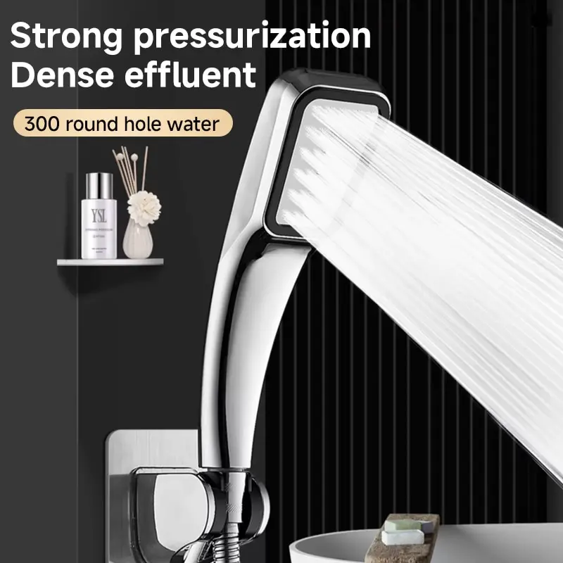 Pommeau de douche pressurisé à 300 trous, pommeau de douche carré à main, buse de pulvérisation à effet pluie à économie d'eau, accessoires HOAccessrespiration