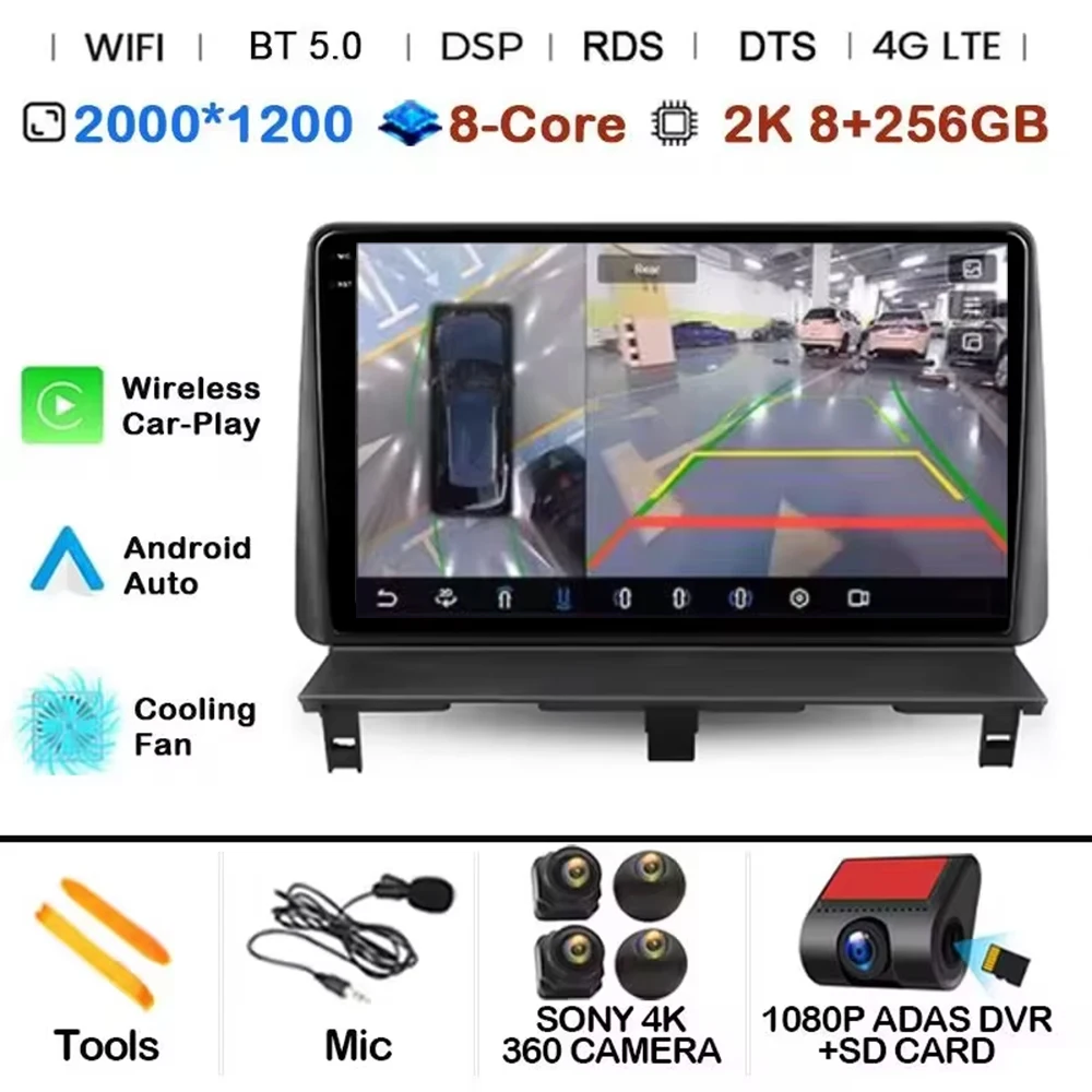Android 15 autoradio multimediaspeler GPS DSP voor Peugeot Partner 1 2002 - 2008 Partner Origin 1 2008 - 2011 met Carplay