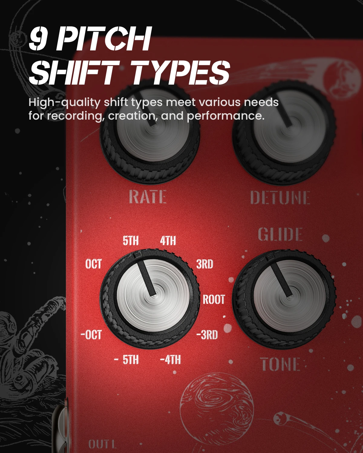 ALABS ORBITAL Pitch Shifter Pedal, Octave Pedal with 9 Shift Types, Harmonic Analog Dry Through Momentary Operation