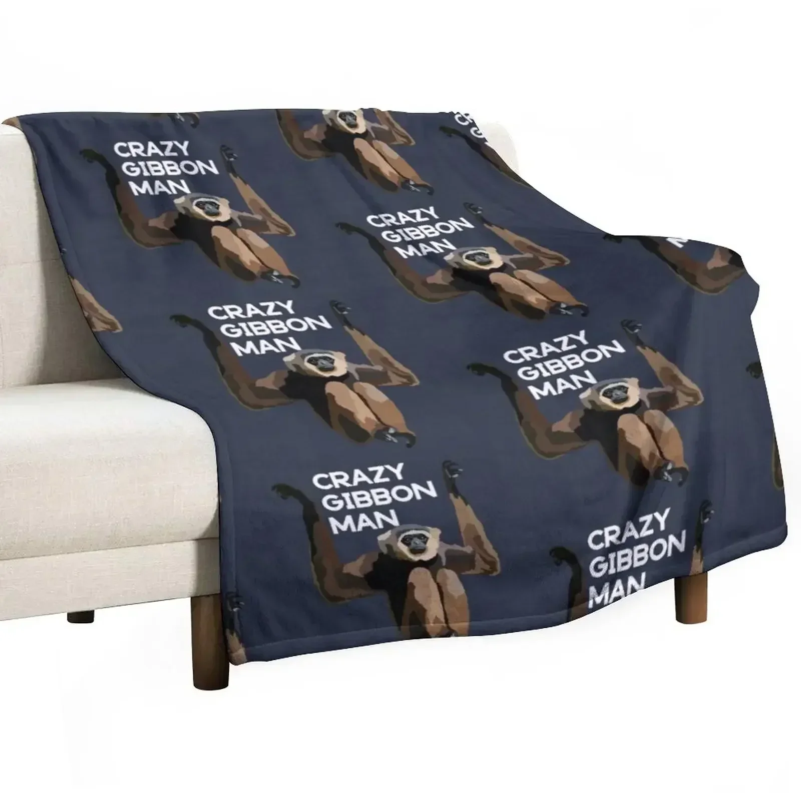 

Crazy Gibbon Man Throw Blanket Flannel Fleece Soft Warm Throw Blanket