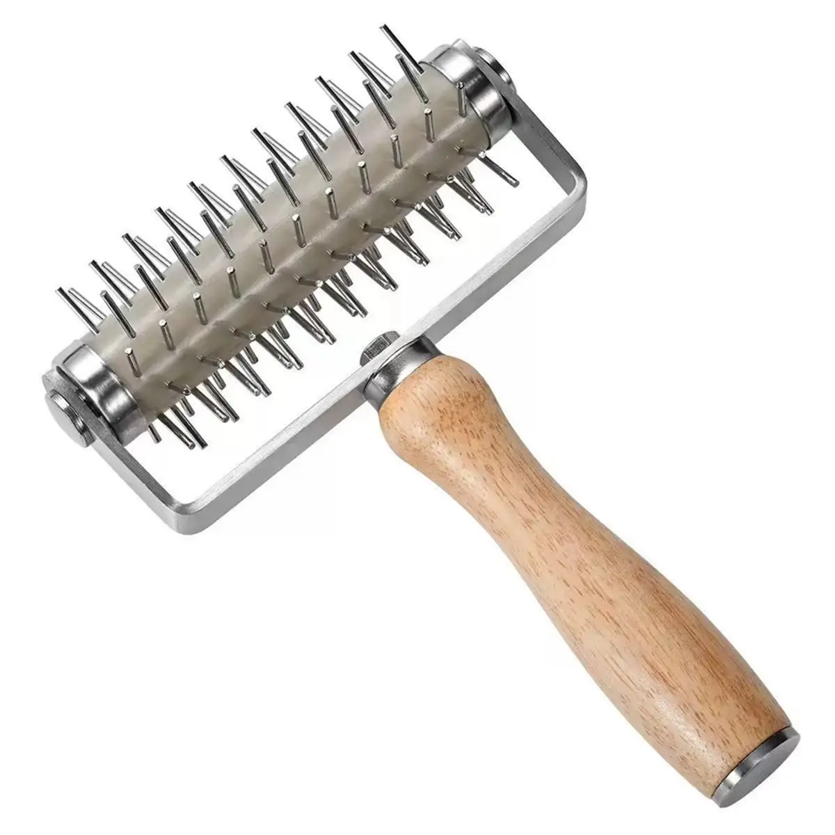 Pizza Dough Roller & Dough Docker,Dough Hole Maker Puncher Wooden Rolling Pin for Pizza,Cookie,Pie,Pastry,Bread,Crust