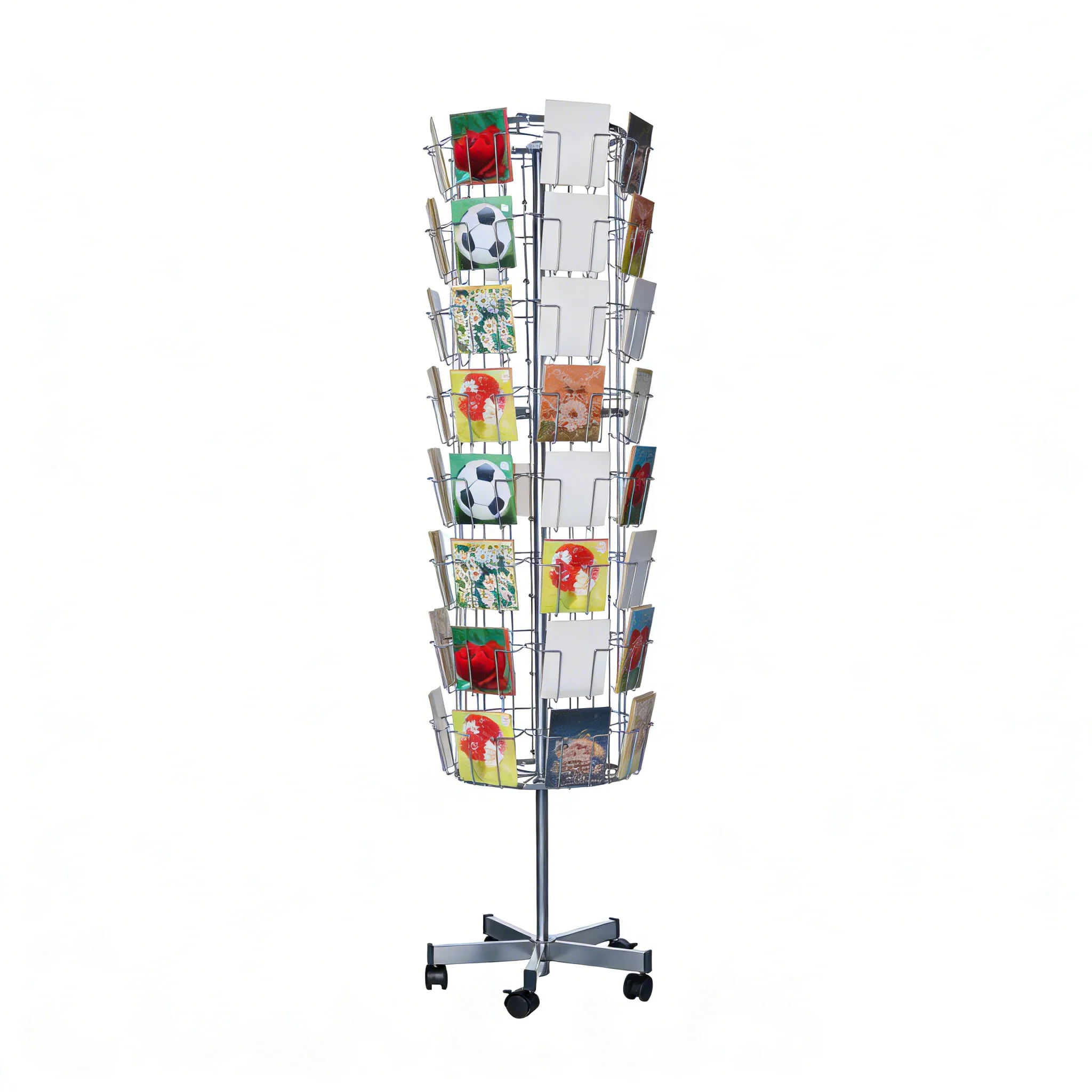 Magazine Rack,Rotating Wire Display Rack With Wheels Pocket Rack For Retail Store Posters/Cards/Towels