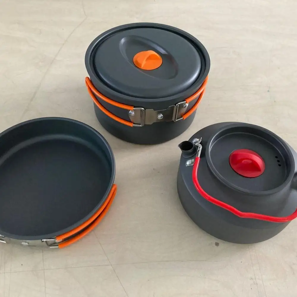 Hard Anodized Aluminum Cooking Pot Set/Travel Cooking Set Bag Stainless Steel Set Pot Small