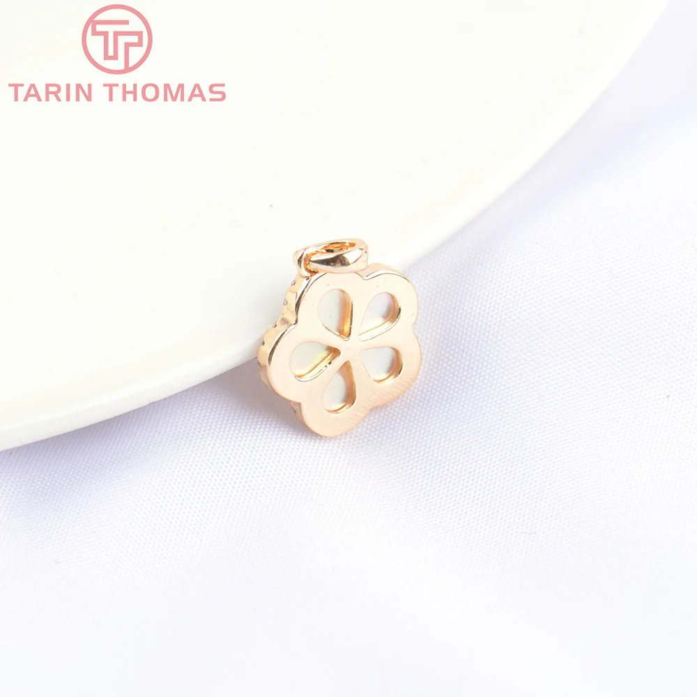 (5467) 2PCS 11.5MM 24K Gold Color Brass with Zircon Flower Charms Pendants High Quality DIY Jewelry Making Findings Wholesale