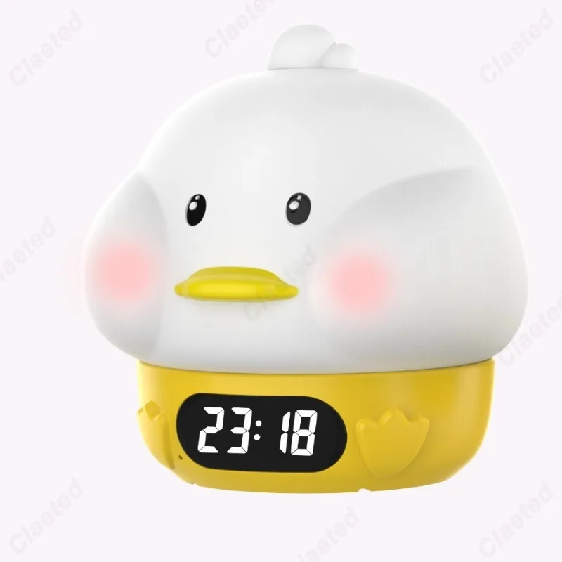 Creative New Silicone Dudu Duck Alarm Clock Gift Silicone Night Light Bedroom Nap Wake-up Function Children's Cartoon Pat Light