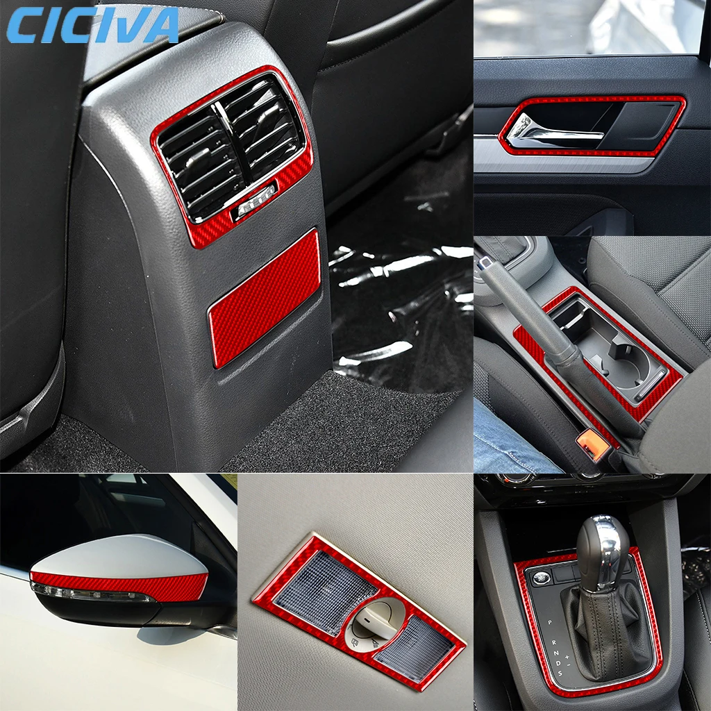 

For VW Volkswagen Jetta 2012-2018 Auto Rearview Mirror Reading Lamp Trim Decal Red Carbon Fiber Car Decoration Accessory Sticker