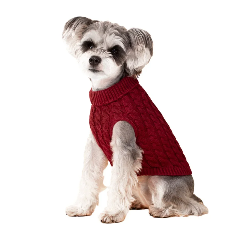 Winter Pet Dog Sweater Small Medium Dogs Cats Knitted Vest Windproof Thermal Pullover Puppy Kitten Turtleneck Soft Coat Clothes