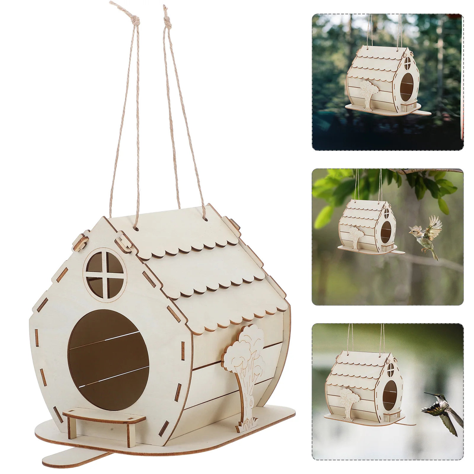 

Wooden Bird Cage Log Nest Feeders Birdhosuse Houses Birdcage Cottage Decoration Little Birds for outside Hanging